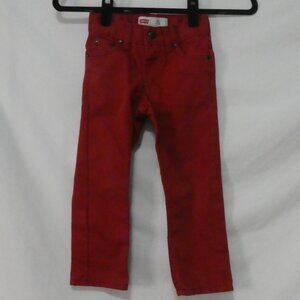 LEVI'S 511 Slim 4 reg 3-4 years Red Denim Jeans Snap Button and Zipper Closure